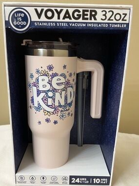 Life Is Good Voyager 32oz Tumbler 24 H Cold/ 10 H Hot Double Wall NWT